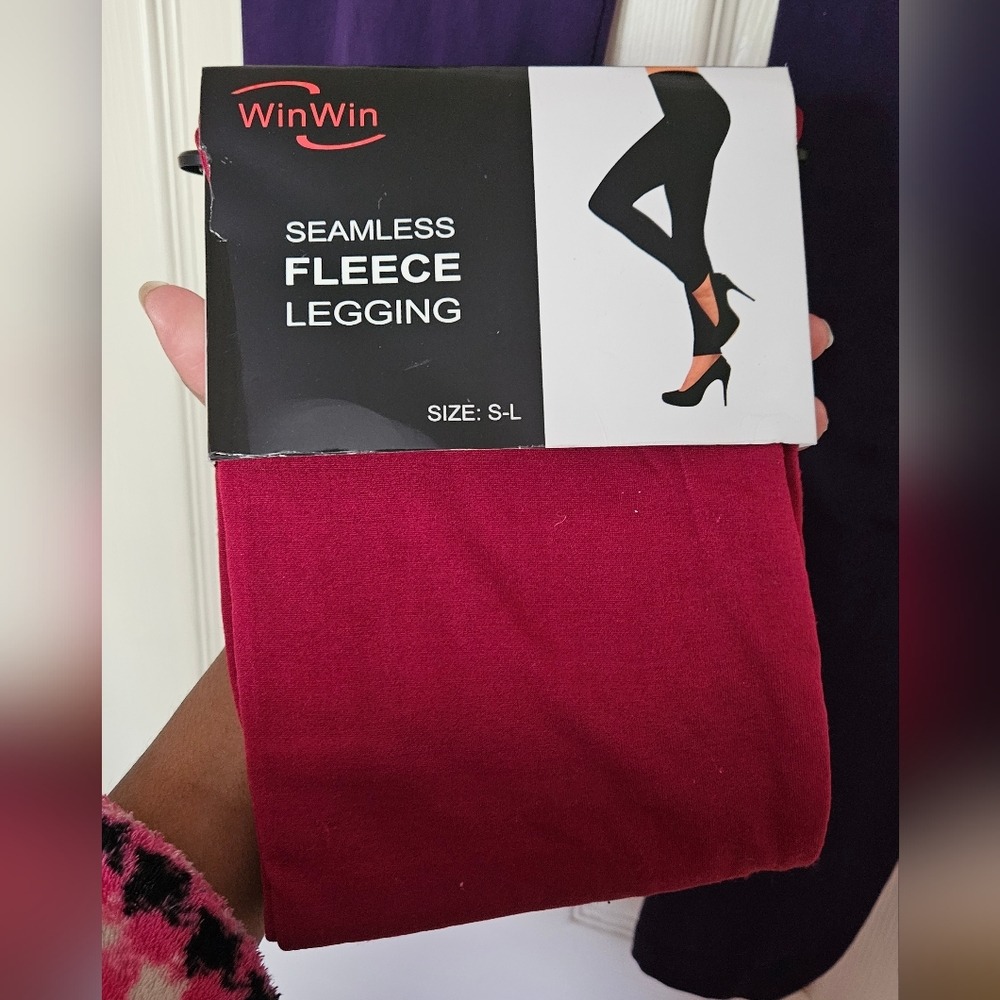 Fleece Lined Leggings Red and Purple